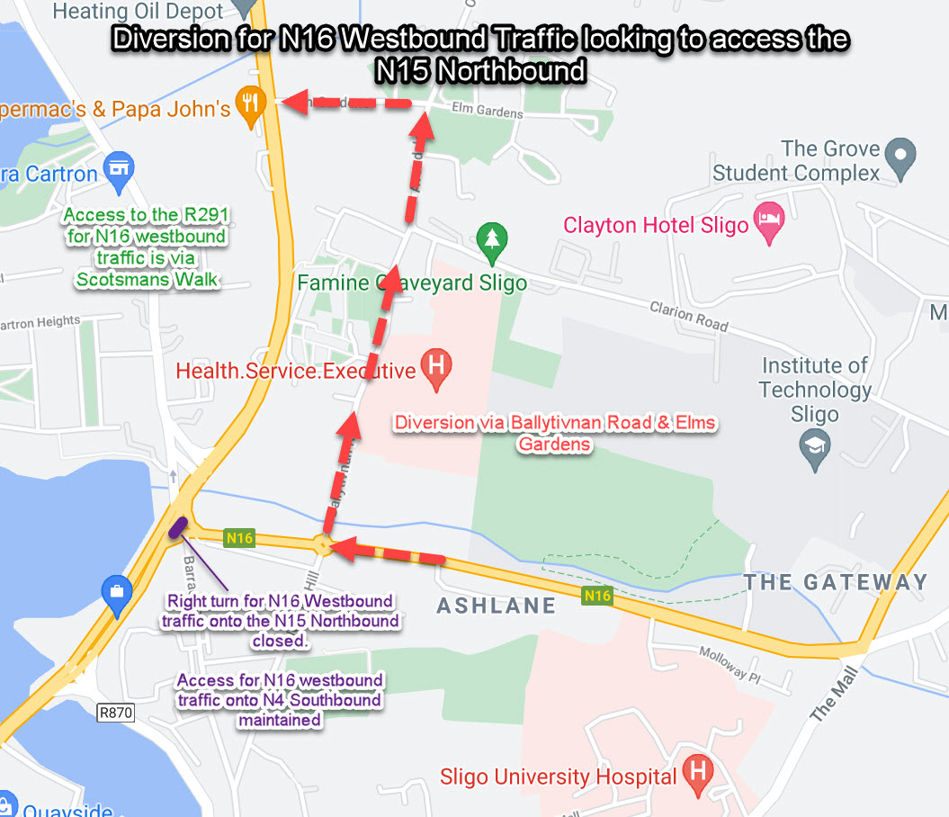 Diversion N16 Westbound - Map 